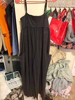 FP Movement by Free People Black Wide-Leg Jumpsuit with Pockets